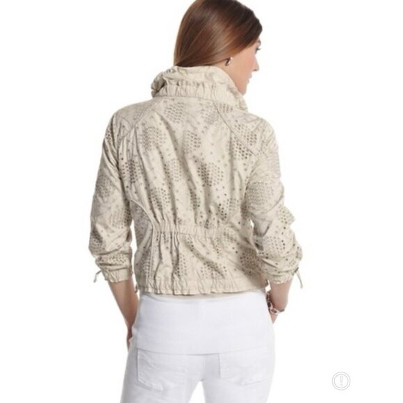 White House black-market 3/4 sleeves drawstrings eyelet women’s jacket size 6 - Picture 3 of 16